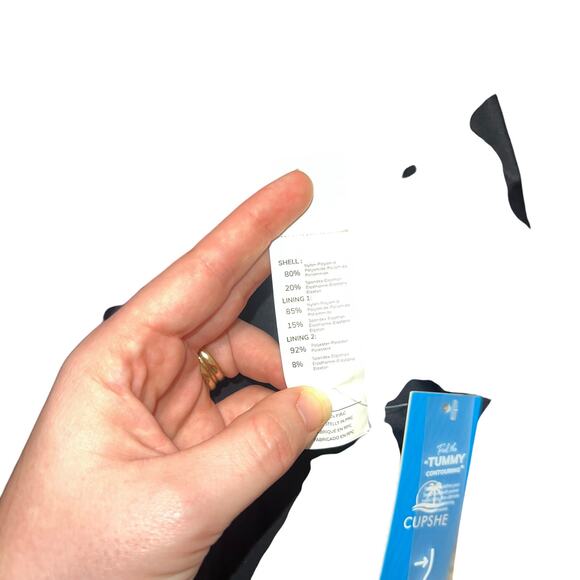 NWT CUPSHE Black Twilight Ripple Long Torso One-Piece Swimsuit Size M - Picture 9 of 9